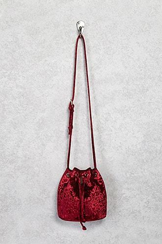 Forever21 Velvet Crossbody Bucket Bag