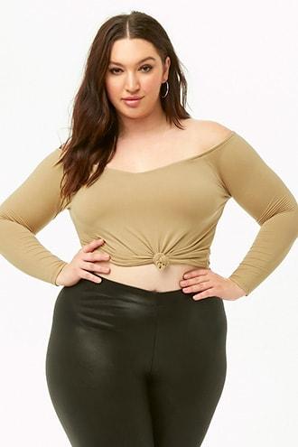 Forever21 Plus Size Knot-hem Crop Top