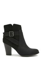 Forever21 Faux Leather & Suede Buckle Booties