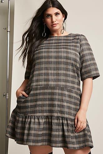 Forever21 Plus Size Drop Waist Plaid Dress