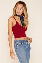 Forever21 Women's  Burgundy Ribbed Knit Sweater Cami