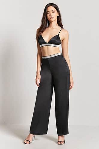 Forever21 Satin Rhinestone Pants