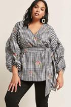 Forever21 Plus Size Gingham Mock Wrap Top