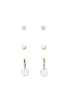 Forever21 Faux Pearl And Gem Stud Earring Set