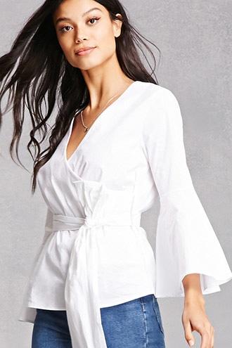 Forever21 Surplice Sash-belt Blouse
