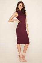 Forever21 Women's  Plum Ribbed Knit Maxi Dress
