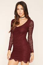 Forever21 Women's  Scalloped Lace Bodycon Dress