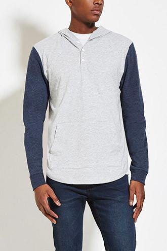 21 Men Men's  Colorblock Hooded Henley