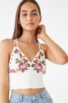Forever21 Floral-embroidered Cropped Cami