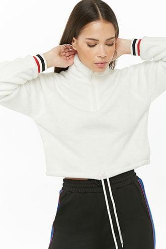Forever21 Plush Striped-trim Pullover Jacket