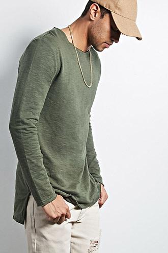 Forever21 Empire Raw-edge Slub Knit Tee