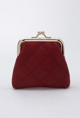 Forever21 Quilted Faux Leather Coin Purse (burgundy)