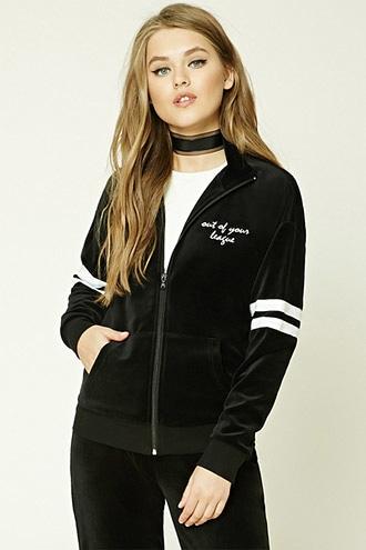 Forever21 Embroidered Velvet Jacket