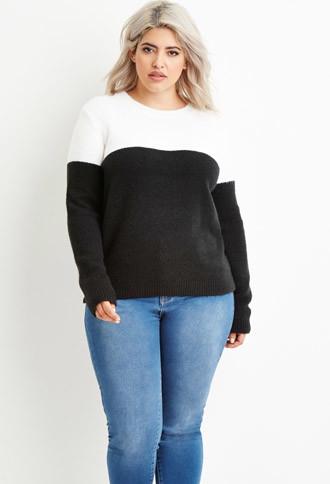 Forever21 Plus Colorblocked Fuzzy Sweater