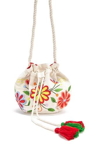 Forever21 Floral Embroidered Bucket Bag