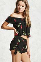 Forever21 Cherry Print Flounce Top
