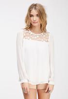 Forever21 Contemporary Embroidered-mesh Crepe Top