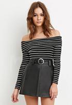 Forever21 Women's  Belted Faux Leather Skirt