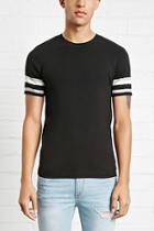 21 Men Men's  Stripe-sleeve Sweater Knit Tee