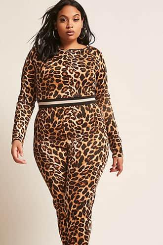 Forever21 Plus Size Leopard Print Ankle Joggers