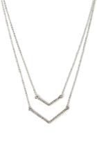 Forever21 Silver & Clear V-shaped Pendant Necklace