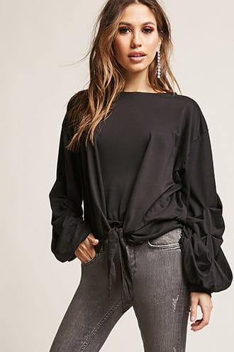Forever21 Self-tie Pickup Sleeve Top