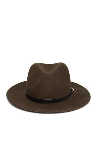 Forever21 Faux Leather Band Fedora (olive/black)