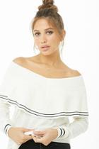 Forever21 Striped-trim Flounce Sweater