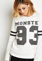 Forever21 Monster Varsity-striped Sweatshirt