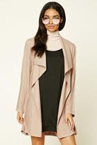 Forever21 Women's  Taupe Drape-front Longline Jacket