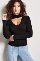 Forever21 Ribbed Mock Neck Cutout Top