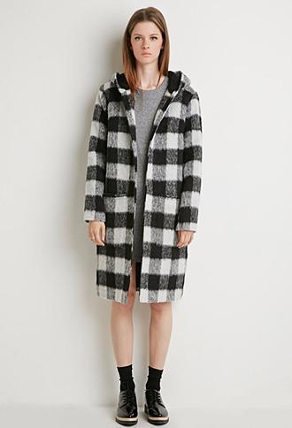 Forever21 Plaid Faux Shearling Coat