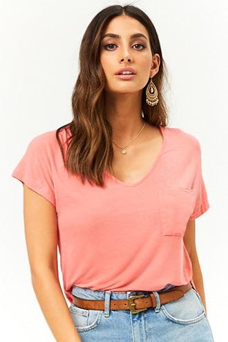 Forever21 Dolphin Hem V-neck Top