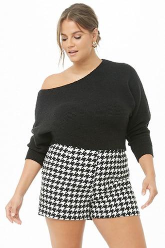 Forever21 Plus Size Houndstooth High-waist Shorts