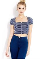 Forever21 Refined Stripes Crop Top