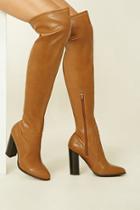 Forever21 Women's  Camel Tall Faux Leather Boots