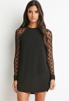 Forever21 Dotted Mesh-sleeve Dress