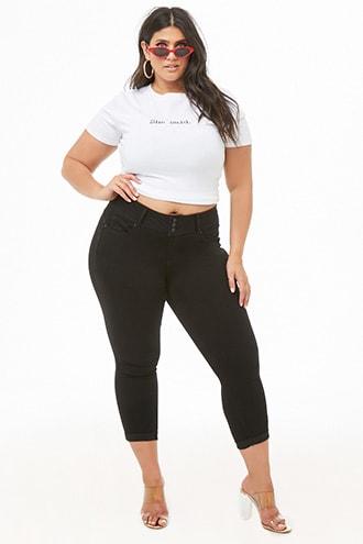 Forever21 Plus Size Cuffed Ankle Jeans