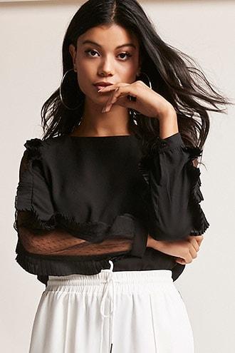 Forever21 12x12 Pleated Sheer-panel Top