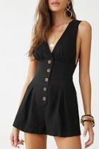 Forever21 Button-front Linen-blend Romper