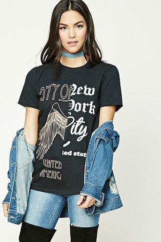Forever21 America Split Graphic Tee
