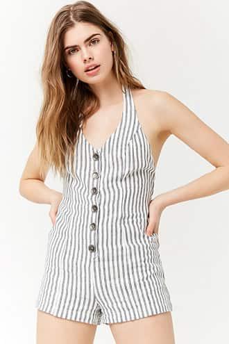 Forever21 Seersucker Halter Romper