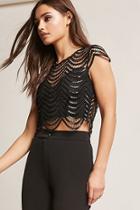 Forever21 Scalloped Sequin Crop Top