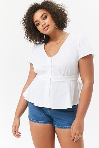 Forever21 Plus Size Plunging Button-front Top