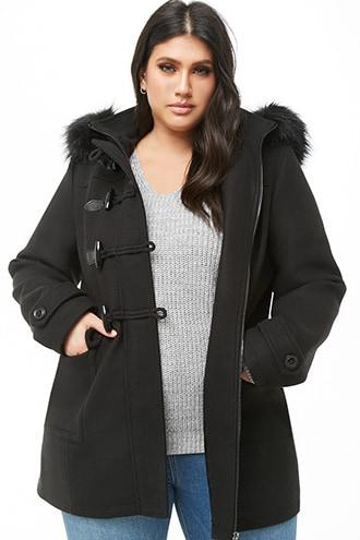 Forever21 Plus Size Faux Fur-trim Toggle Coat