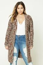 Forever21 Plus Women's  Mauve & Grey Plus Size Longline Cardigan