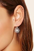 Forever21 Silver & Clear Faux Gem Medallion Drop Earrings