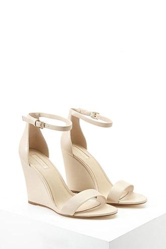 Forever21 Women's  Faux Leather Ankle-strap Wedges