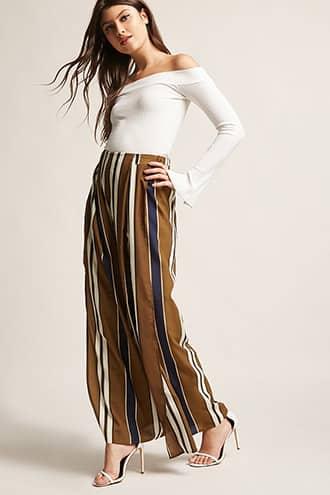 Forever21 Selfie Leslie Stripe Split-leg Pants
