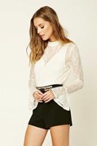 Love21 Women's  Contemporary Lace Overlay Top